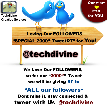 2000 Tweet Special for Twitter Followers of Techdivine Love your support. techdivine for brand connect & social media quotient services yoursmq