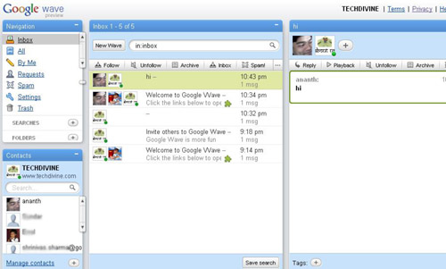Techdivine Google Wave screenshot