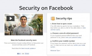 Facebook security center user privacy