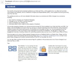 Facebook privacy notice mail