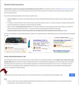 Google plus Shared endorsements