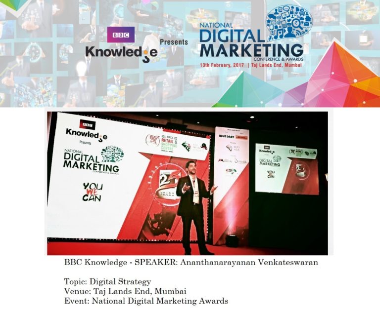 BBC Knowledge National Digital marketing awards Speaker Ananth Digital Strategy